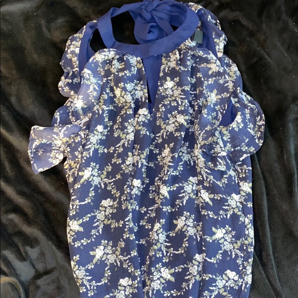 Blue floral blouse